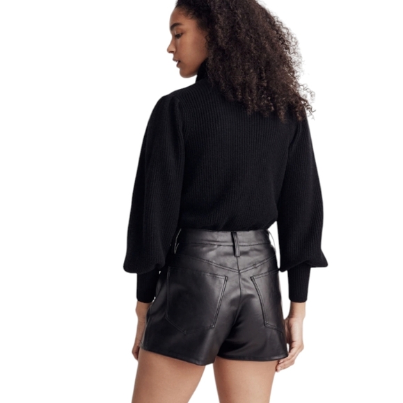 Madewell Pants - MADEWELL Short Shorts Baddie Leather Perfect Black 31 3.5" New